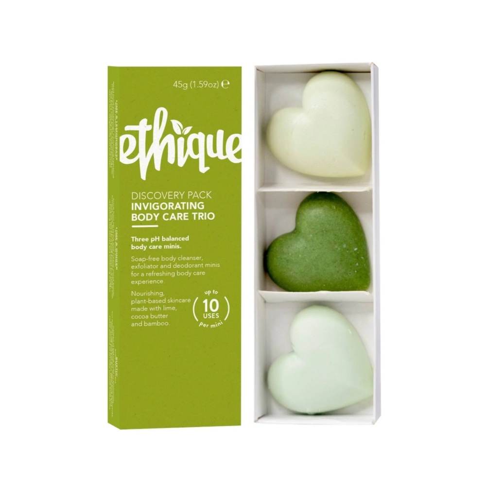 Ethique Body Care Gift Set - 3 Travel Bars Cleanser, Polish, Deodorant